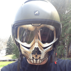 skull facemask with shark raw helmet