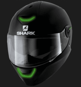 skwal helmet with green lights