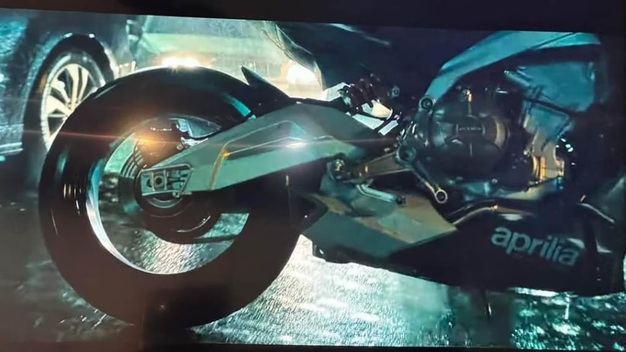 The Aprilia Tuono featured in John Wick: Chapter 4 (2023). Media sourced from Youtube.