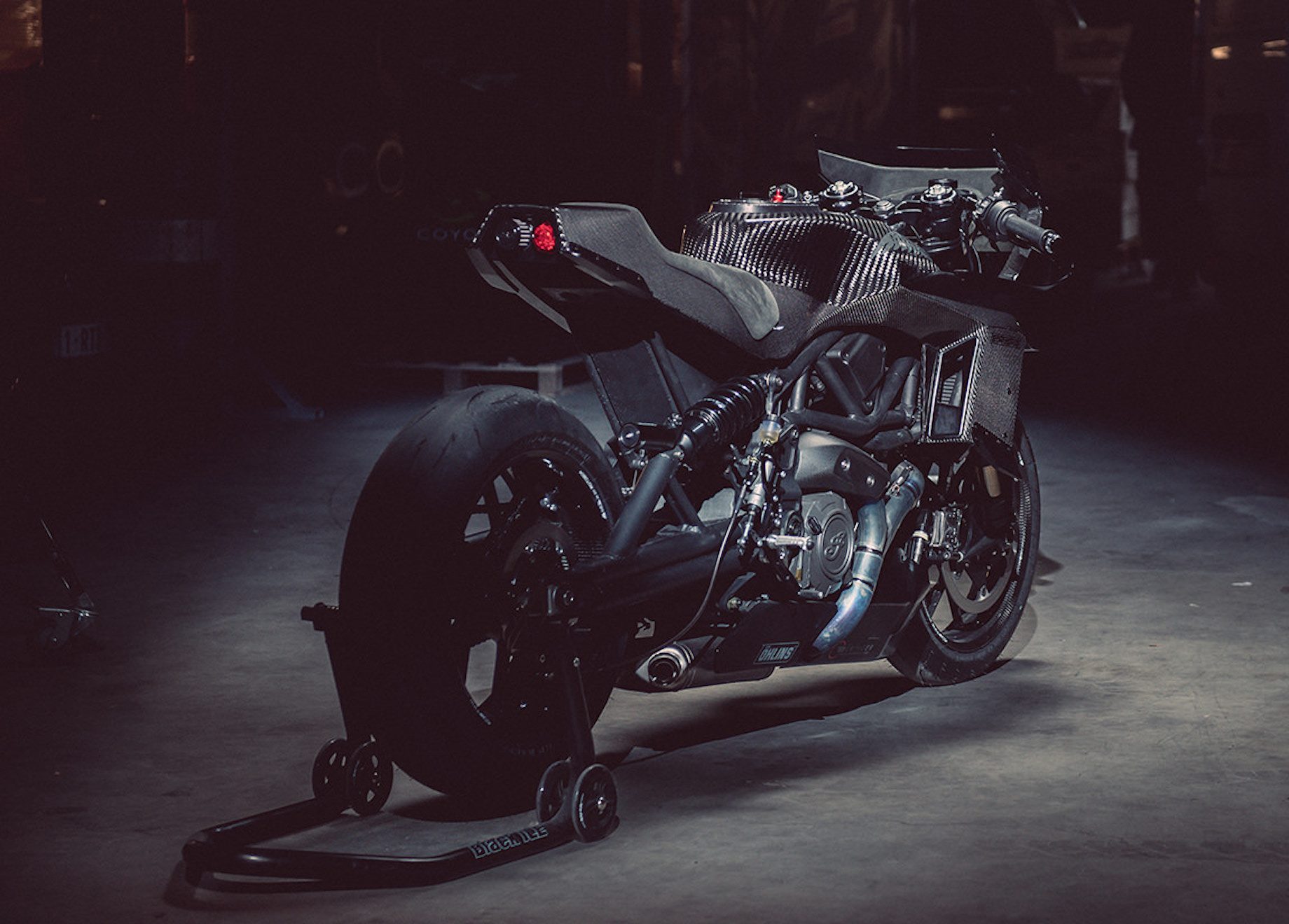 An Indian FTR christened the "Black Swan." From the talents of Workhorse Speed Shop. Media sourced from BikeEXIF.