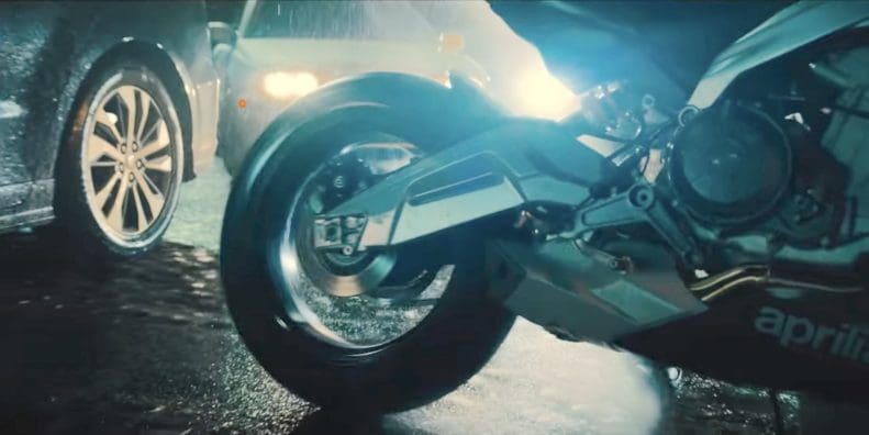 The Aprilia Tuono featured in "John Wick: Chapter 4" (2023). Media sourced from Youtube.