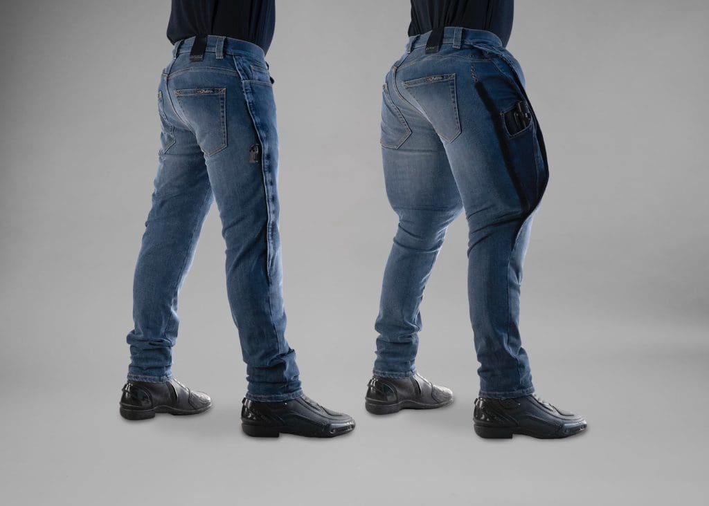 The Mo'Cycle Airbag Jeans. Media sourced from Mo'Cycle.