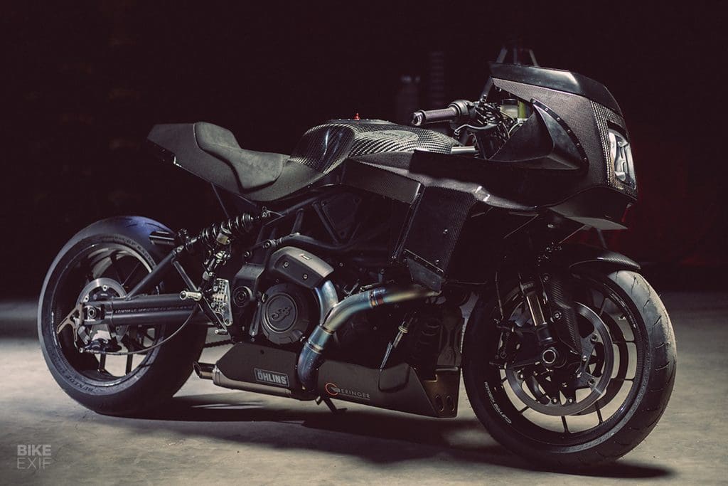 An Indian FTR christened the "Black Swan." From the talents of Workhorse Speed Shop. Media sourced from BikeEXIF.