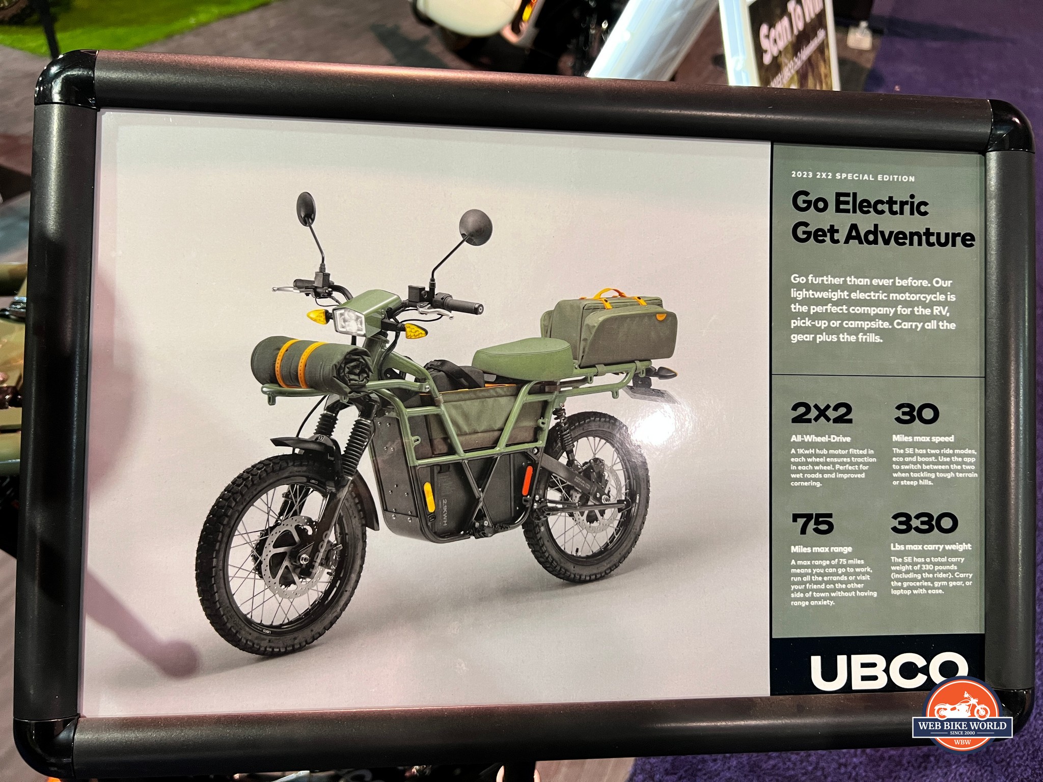 UBCO's AWD electric motorcycle.