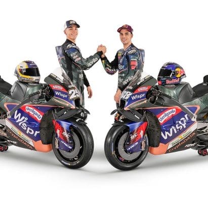 Aprilia's RNF team, sporting new livery for 2023's MotoGP efforts. Media sourced from RNF Racing.