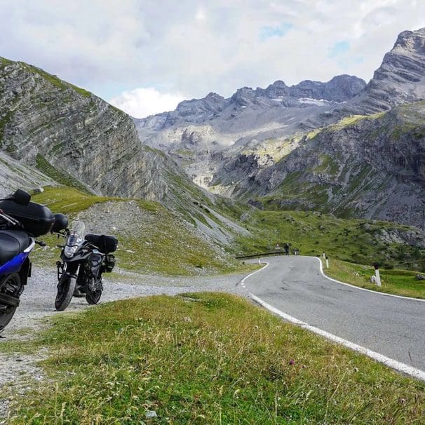 A motorcyclist enjoying the view of the Italian Dolomites. Media sourced from LIFE ON MOTO.