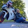 Female rider wearing Enginehawk Revolver jacket