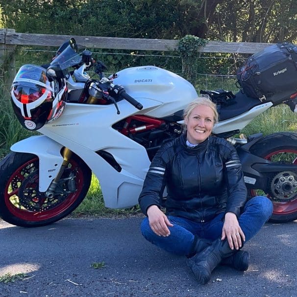 Female rider wearing the Enginehawk Revolver jacket