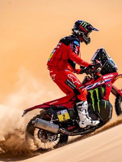 A view of Adrien Van Beveren, who won the Abu Dhabi Desert Challenge. Media sourced from a recent press release from Monster Energy Honda.
