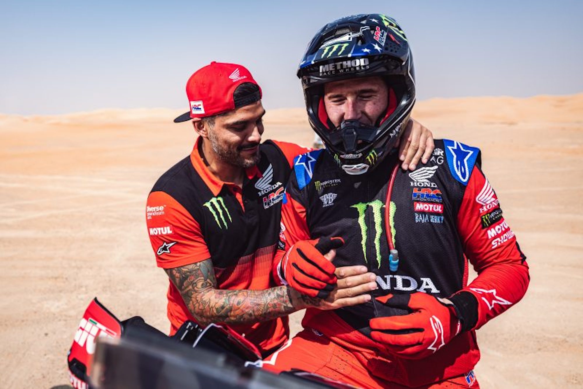 Photo of Adrien Van Beveren, winner of the Abu Dhabi Desert Challenge. Media source for a recent press release from Monster Energy Honda.  