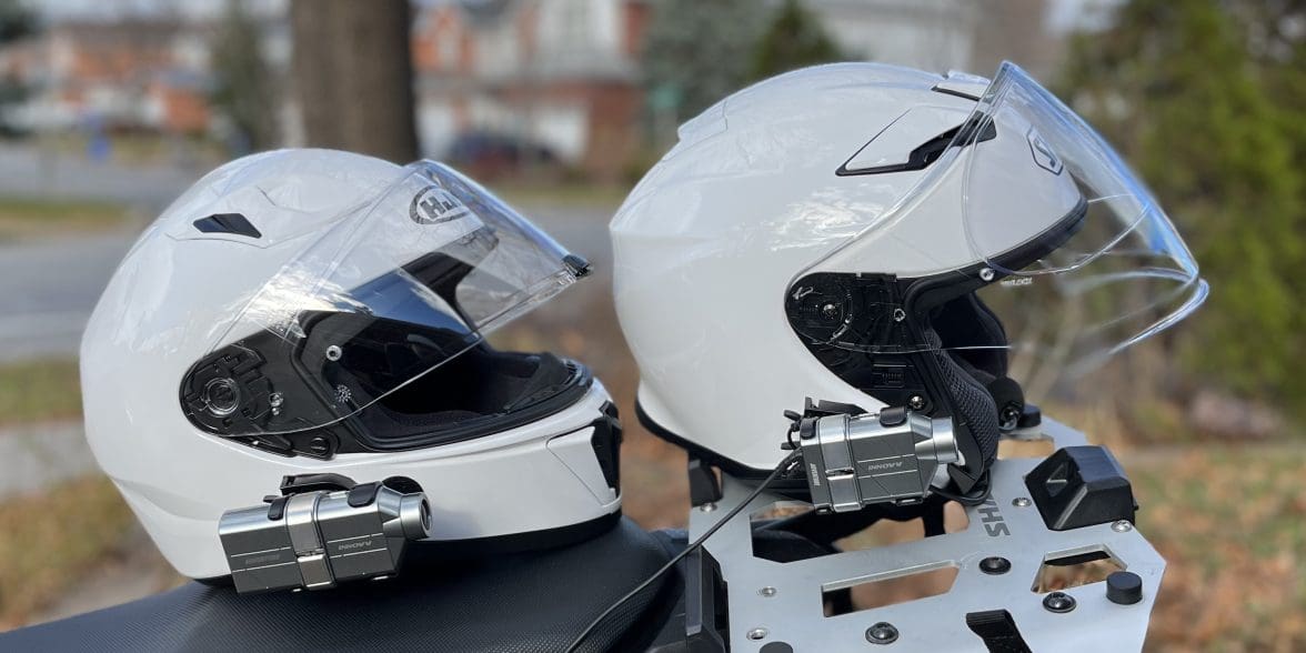 INNOVV H5 camera mounted to HJC helmet