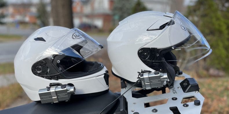 INNOVV H5 camera mounted to HJC helmet