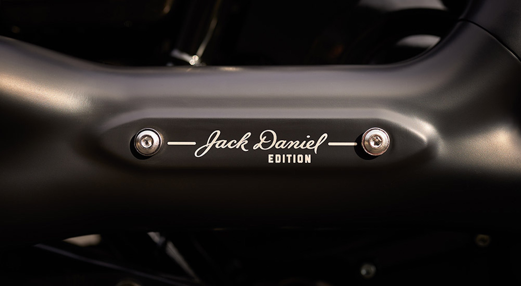 A view of Indian’s new Jack Daniels® Old No. 7®-Inspired, Limited-Edition Indian Chief Bobber Dark Horse, created also in collaboration with Klock Werkssm Kustom Cycles. Media sourced from Indian's website.