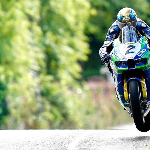 A racer in the Isle of Man TT. Media sourced from the Isle of Man TT.