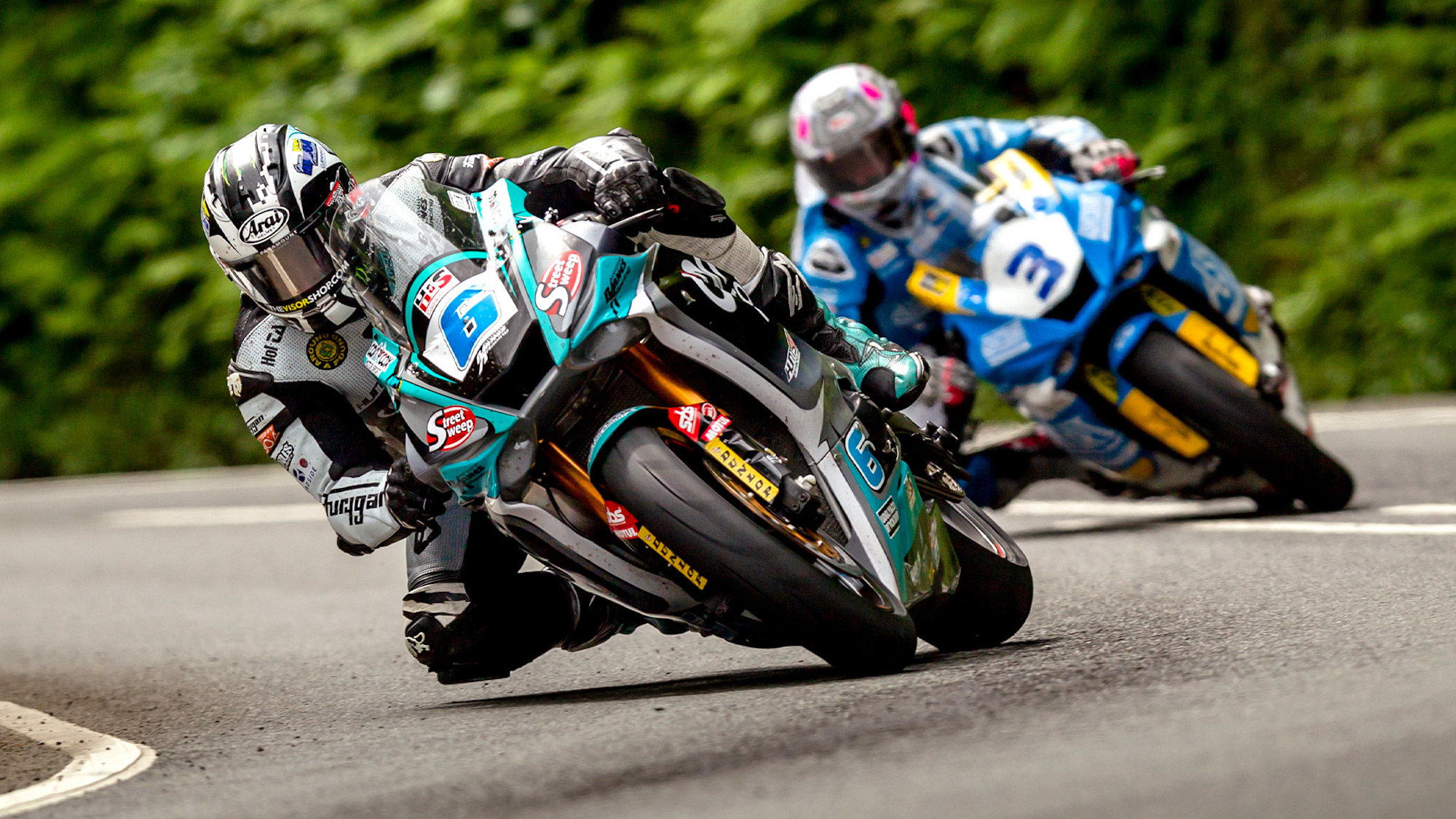 A racer in the Isle of Man TT. Media sourced from the Isle of Man TT.