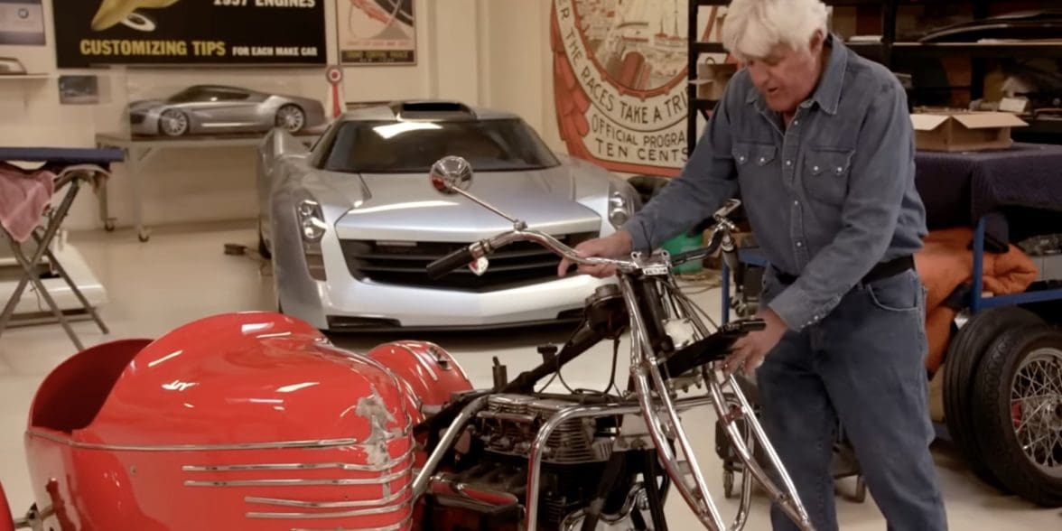 Jay Leno's Indian Four - the same one that he was on when he experienced his more recent accident. Media sourced from Youtube.
