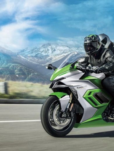Kawasaki's hydrogen motorcycle, which has been christened as the "HySe," following a trademark application in Europe. Media sourced from CycleWorld.