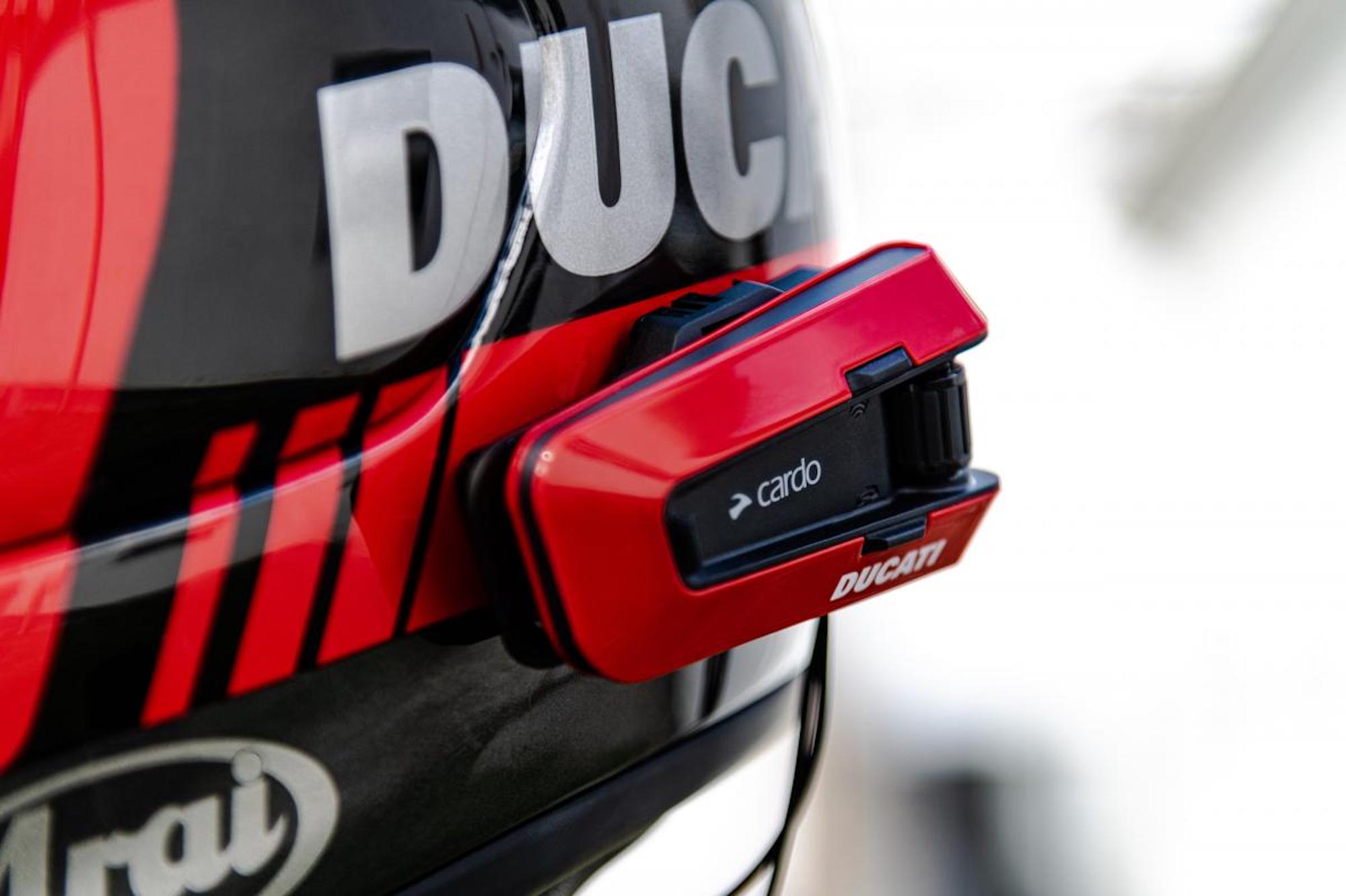 The Ducati Communication System V3 by Cardo. Media sourced from Ducati's press release.