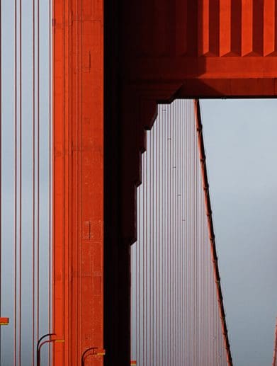 Closeup of orange bridge