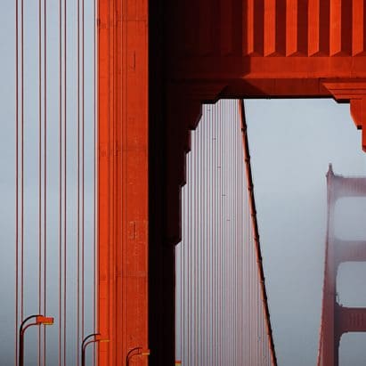 Closeup of orange bridge