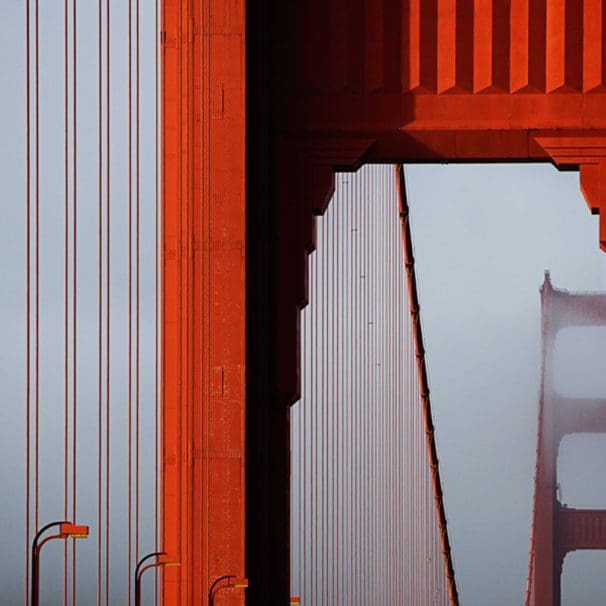 Closeup of orange bridge