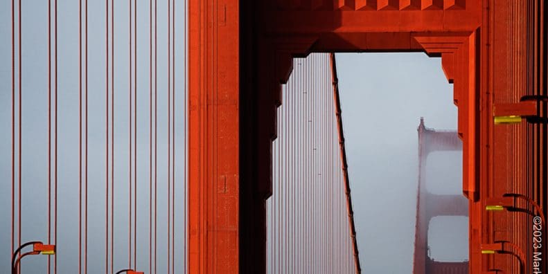 Closeup of orange bridge