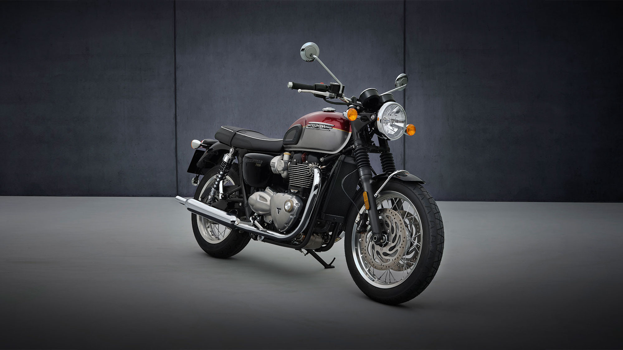 Triumph's 2023 Bonneville T120. Media sourced from Triumph.