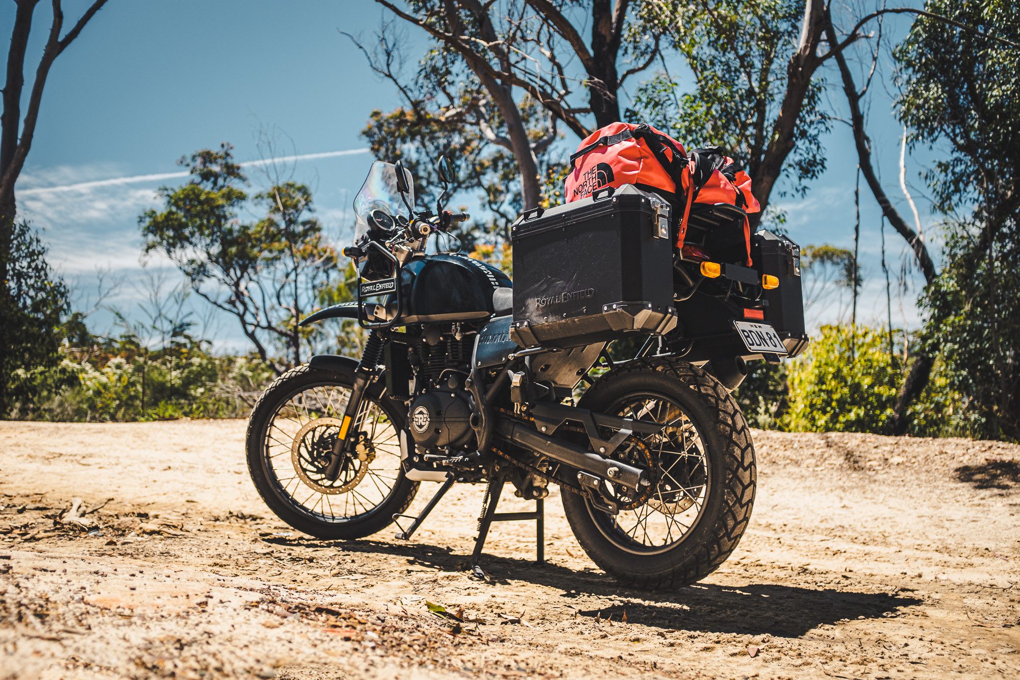 A Royal Enfield Himalayan in the Sydney bush