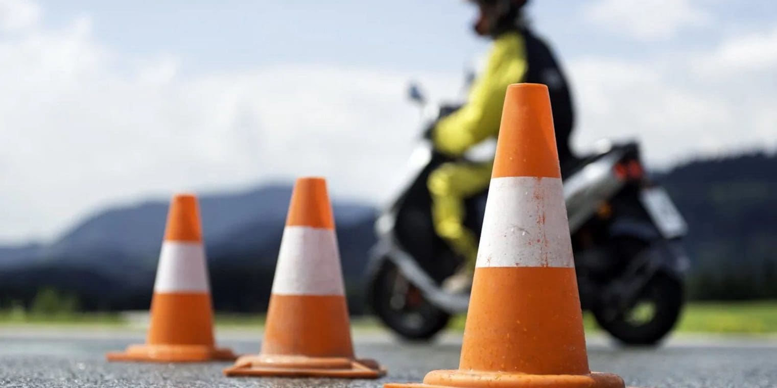 A motorcyclist practising for their test. Media sourced from the NMC.