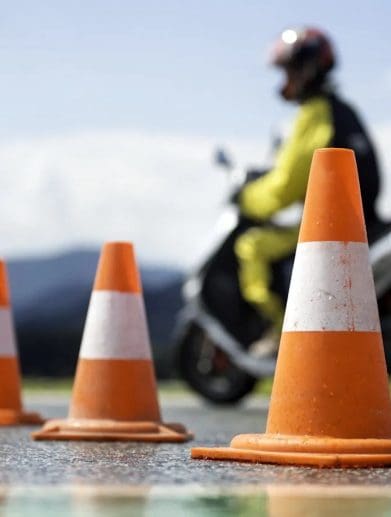 A motorcyclist practising for their test. Media sourced from the NMC.