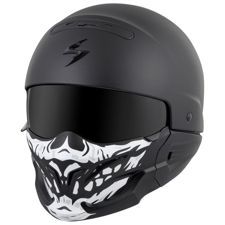 Black Scorpion EXO Covert X helmet with skull faceplate