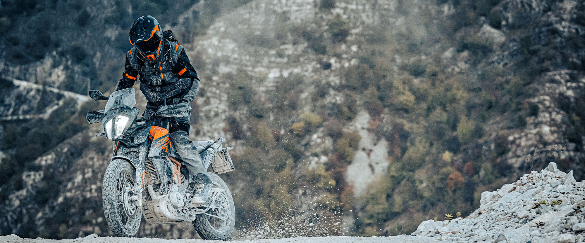 A view of KTM's 390 Adventure. Media sourced from KTM.