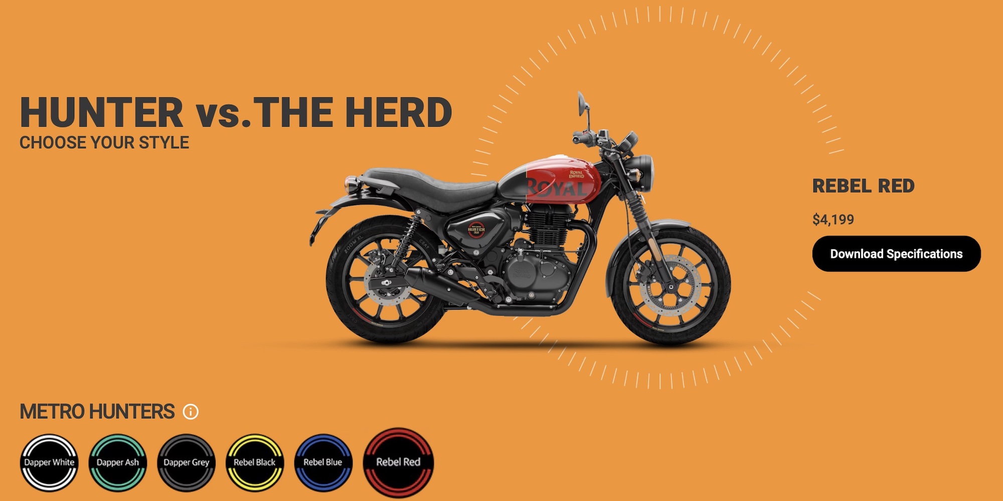 Royal Enfield's Hunter 350. Media sourced from Royal Enfield.