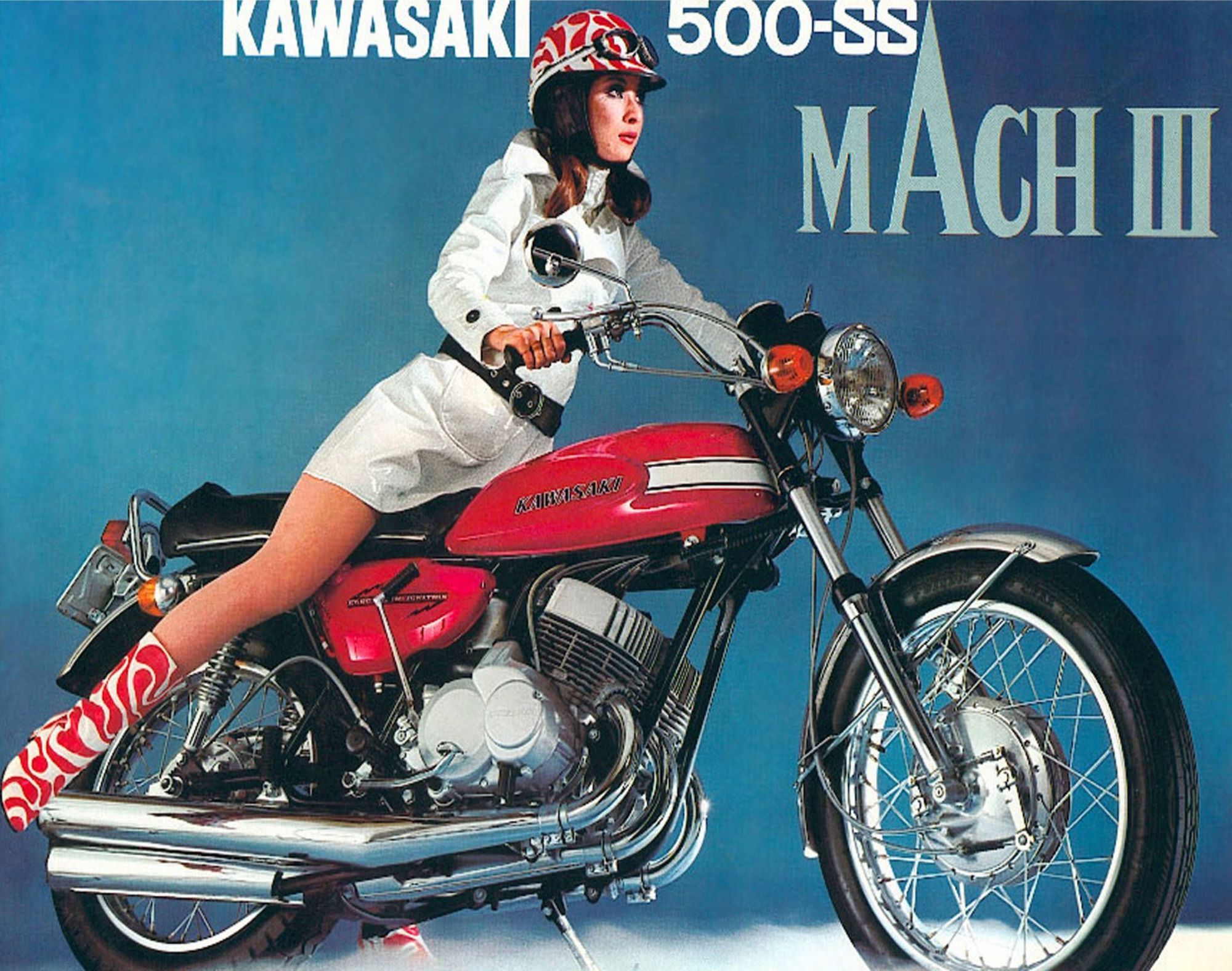 A 1969-70 Kawasaki Mach III H1 500. Media sourced from AutoWeek