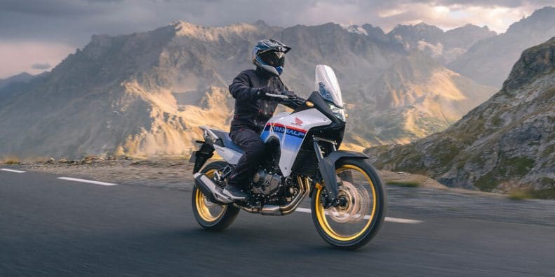 Honda's XL750 Transalp. Media sourced from Motorcycle Sports.