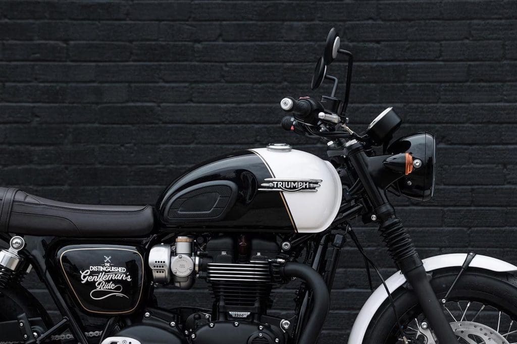 Triumph's new limited edition T120: The Bonneville T120 Black Distinguished Gentleman’s Ride Limited Edition motorcycle. Media sourced from CycleWorld.