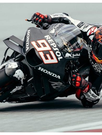 Marc Marquez on his machine of choice with HRC. Media sourced from Marca.