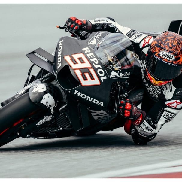 Marc Marquez on his machine of choice with HRC. Media sourced from Marca.