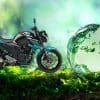 A view of Yamaha's 2019 FZ25 next to a globe representing sustainability. Media sourced from TWI Global and Yamaha Motorcycles.