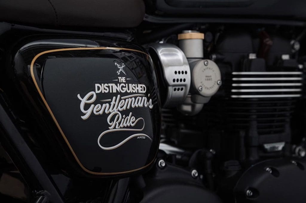 Triumph's new limited edition T120: The Bonneville T120 Black Distinguished Gentleman’s Ride Limited Edition motorcycle. Media sourced from CycleWorld.