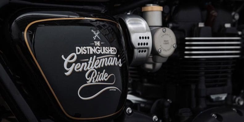 Triumph's new limited edition T120: The Bonneville T120 Black Distinguished Gentleman’s Ride Limited Edition motorcycle. Media sourced from CycleWorld.