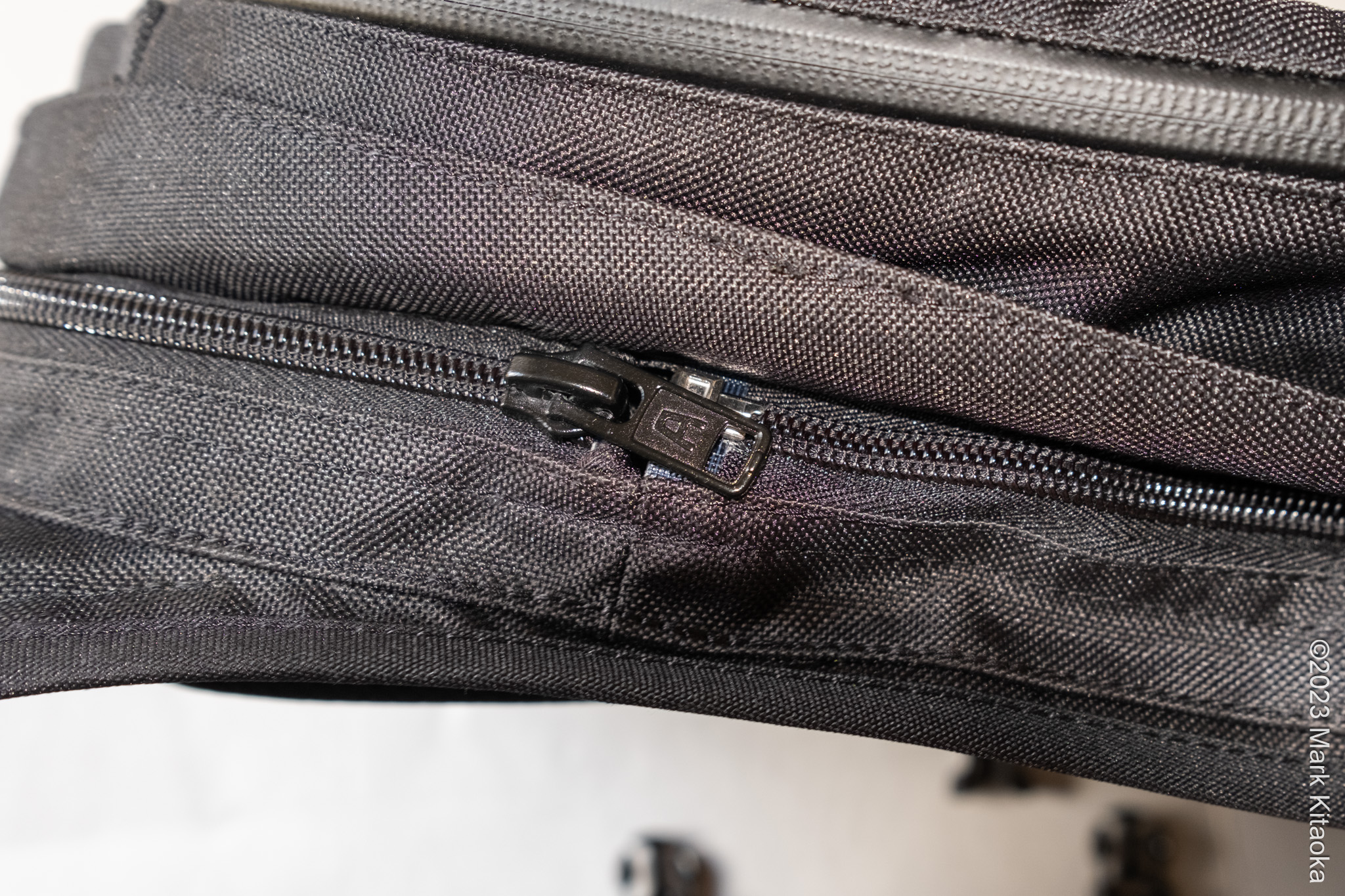 Closeup of backpack zipper