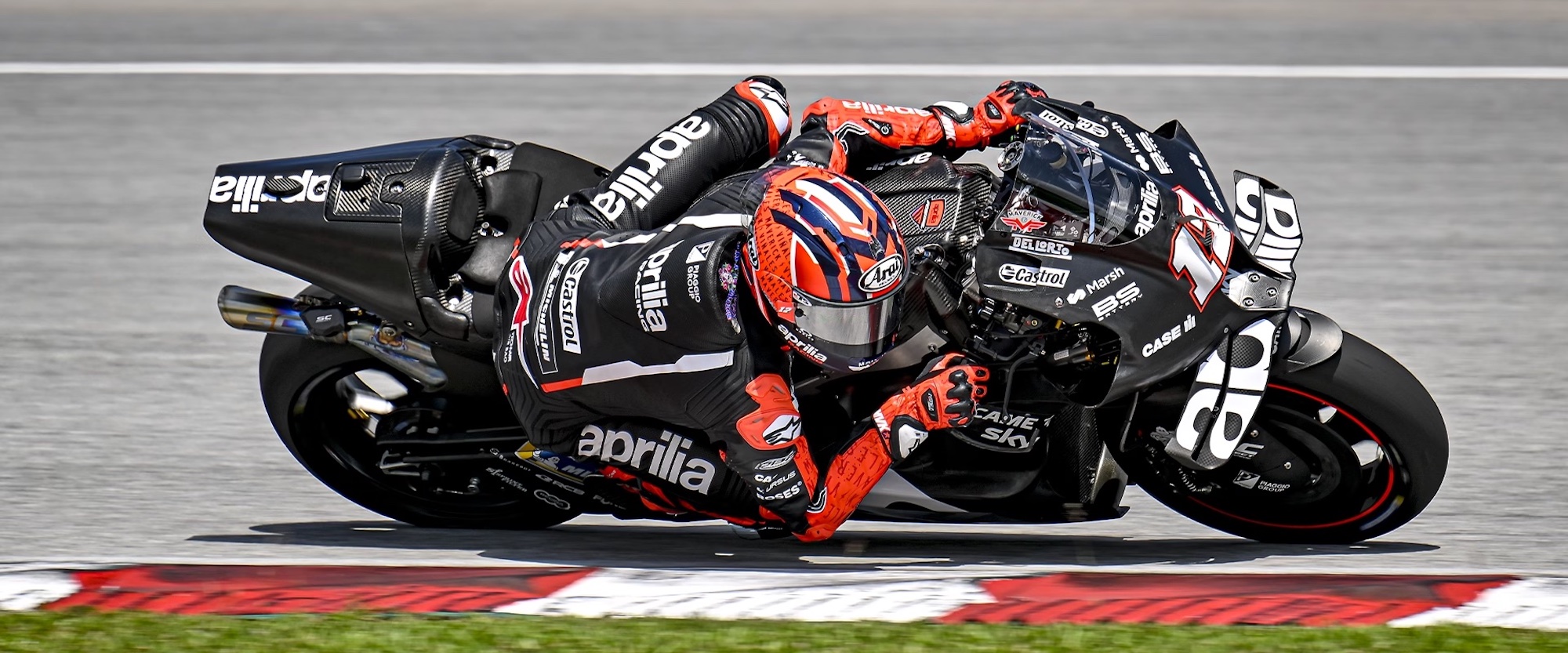 Aprilia's RS-GP, sporting the usual large-and-in-charge aerodynamic package. Media sourced from Aprilia.