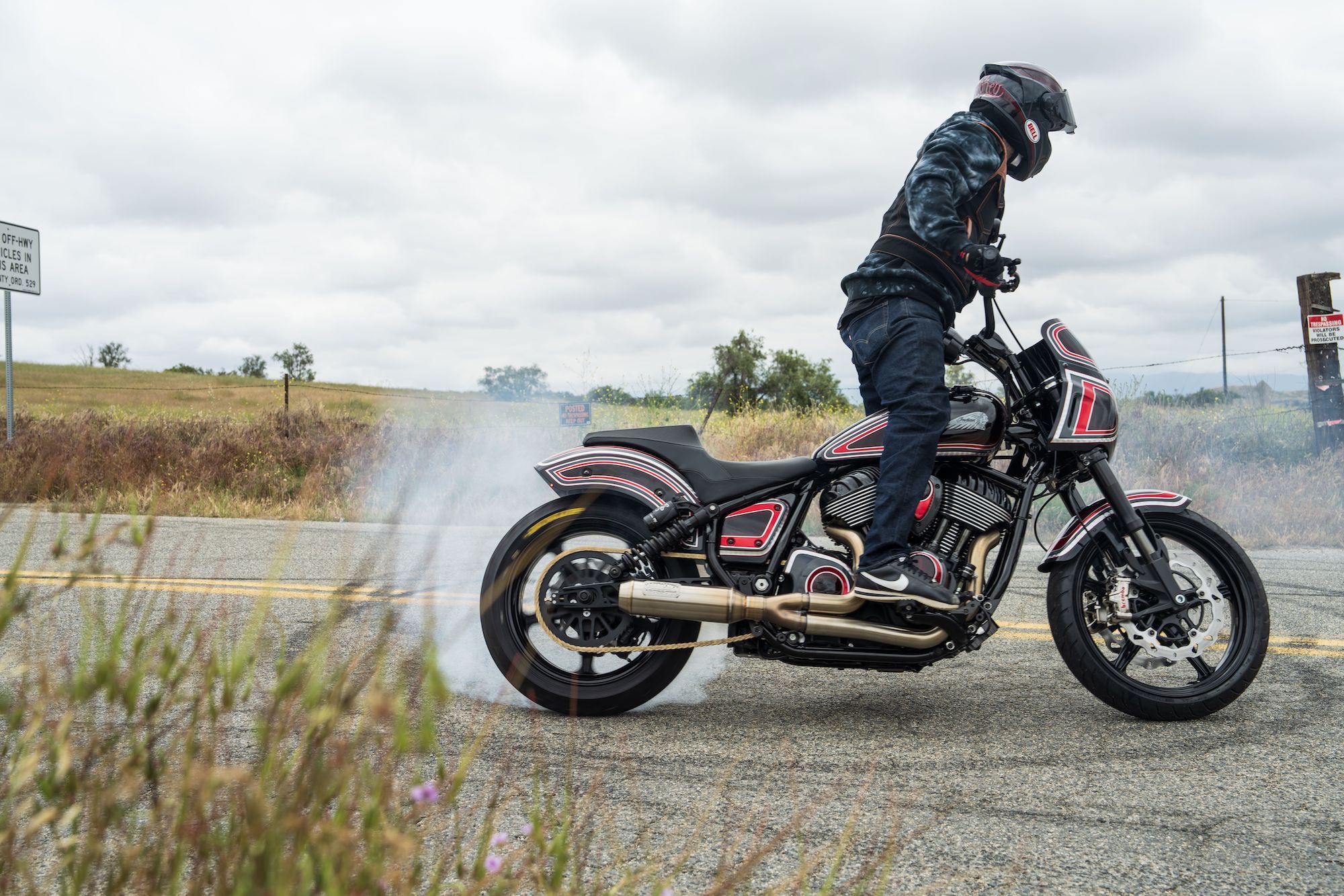 A view of the custom Sport Chief gifted to Jeremy “Twitch” Stenberg courtesy of Carey Hart and Indian's Forged series. Media sourced from Indian Motorcycles.