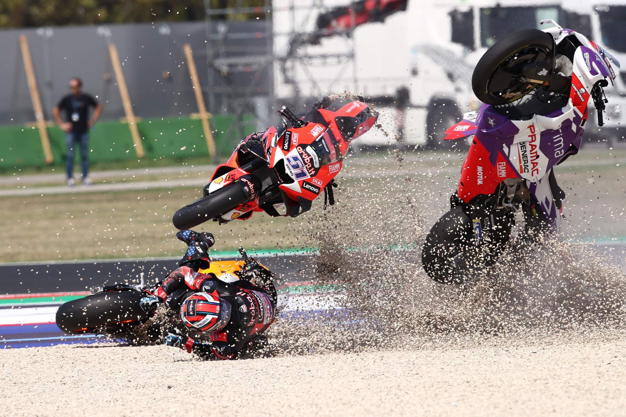 MotoGP’s two Misano multi-bike crashes of 2022. Media sourced from The Race.