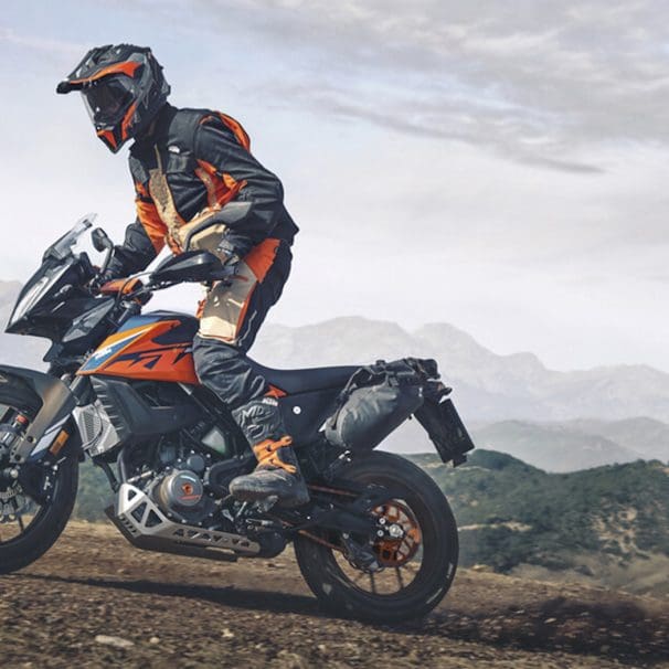 KTM's 390 Adventure, which now features a Low Seat variant. Media sourced from KTM.