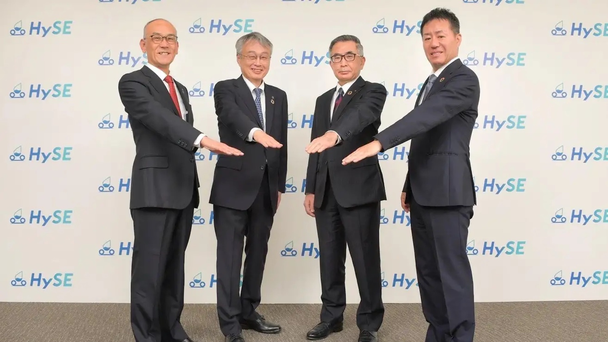 Representatives of the Big Four, who have come together to form HySE - a hydrogen-focused consortium. Media sourced from RideApart.