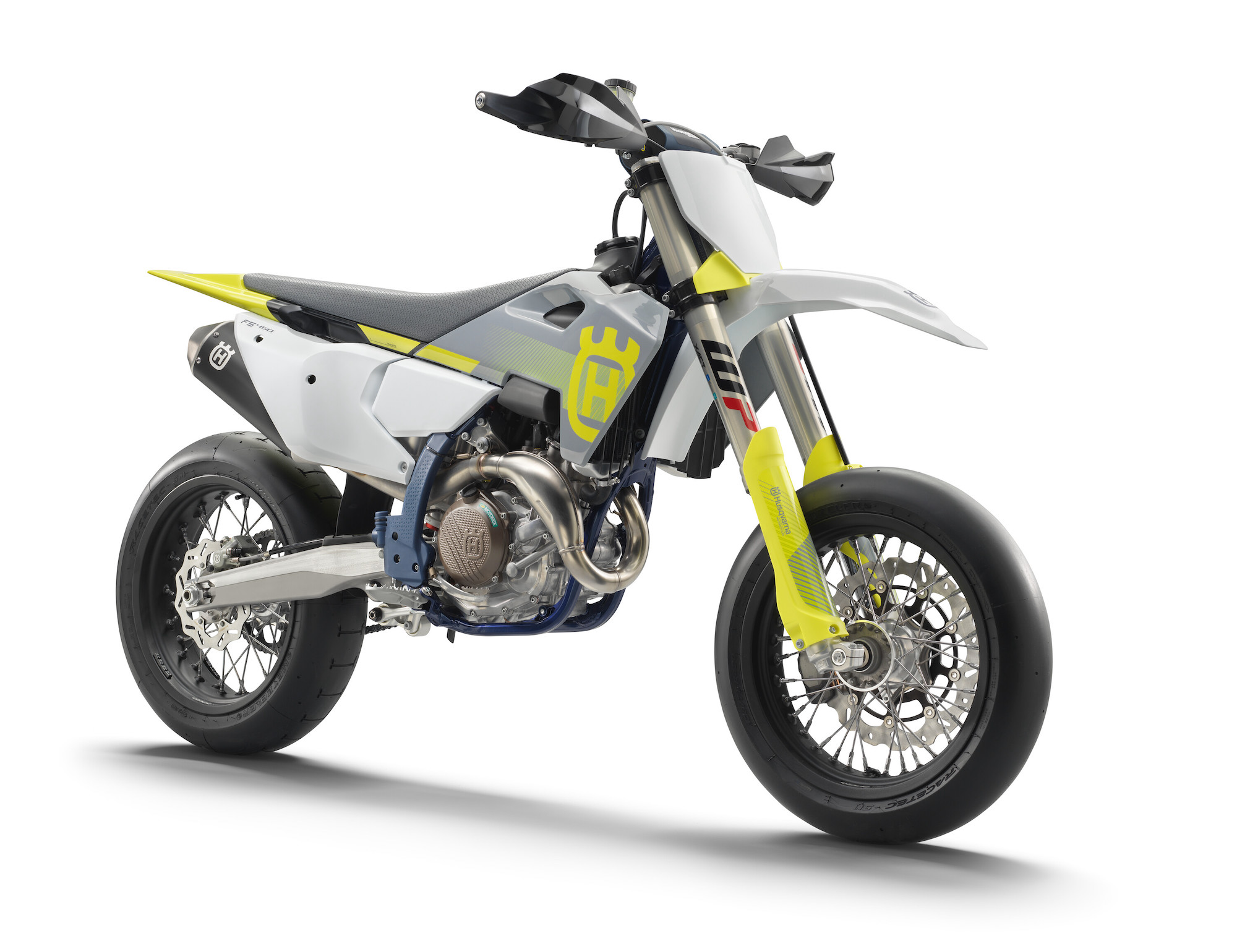 Husqvarna's 2024 FS 450 - a refreshed supermoto racer featuring new color graphics and a more grippy seat. Media sourced from Husqvarna's recent press release.