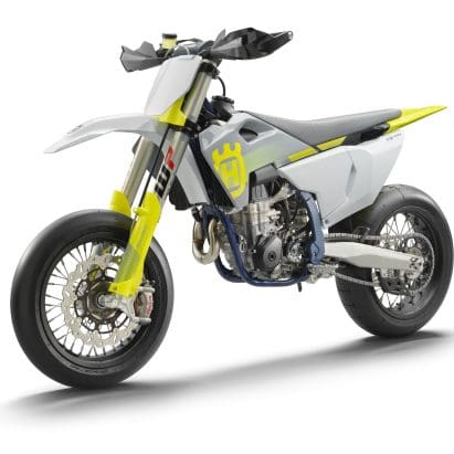 Husqvarna's 2024 FS 450 - a refreshed supermoto racer featuring new color graphics and a more grippy seat. Media sourced from Husqvarna's recent press release.