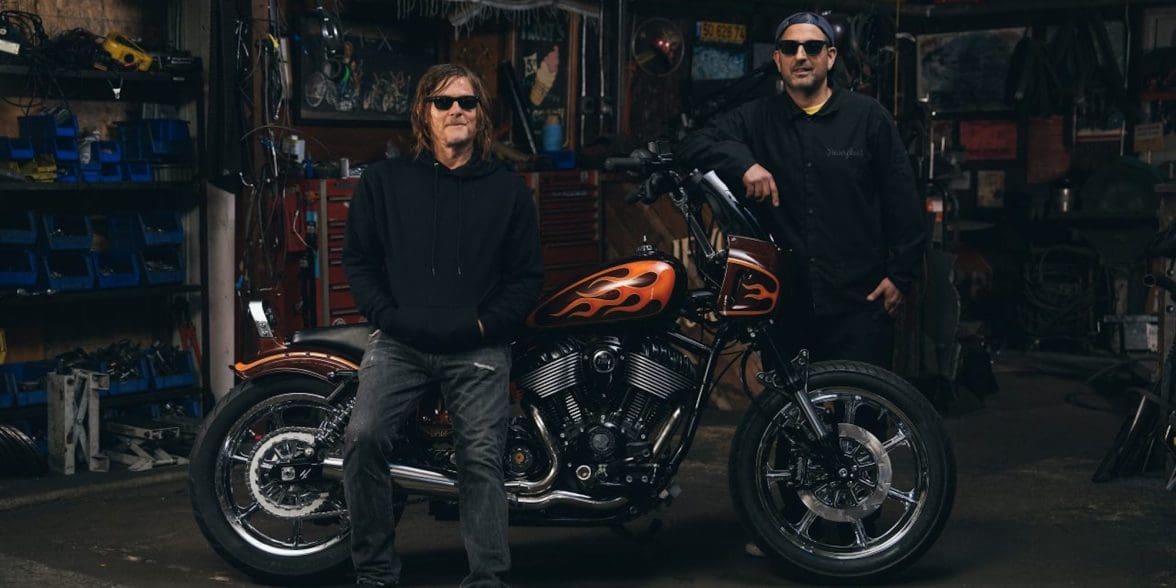 “Walking Dead” actor Norman Reedus' new custom Sport Chief from Indian's "Forged" series. Media sourced from Indian.